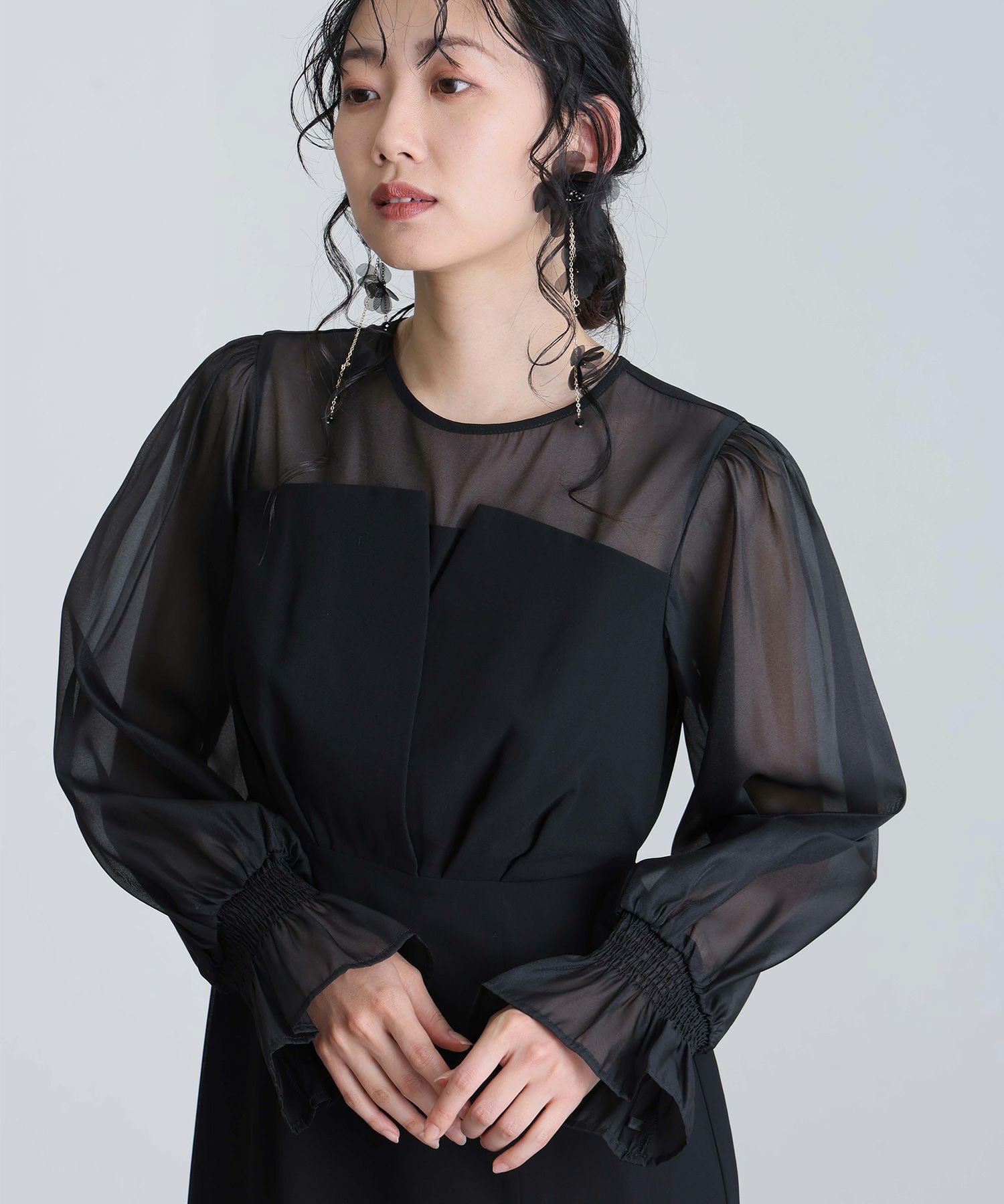 シフォンビスチェタイトワンピース｜PourVous