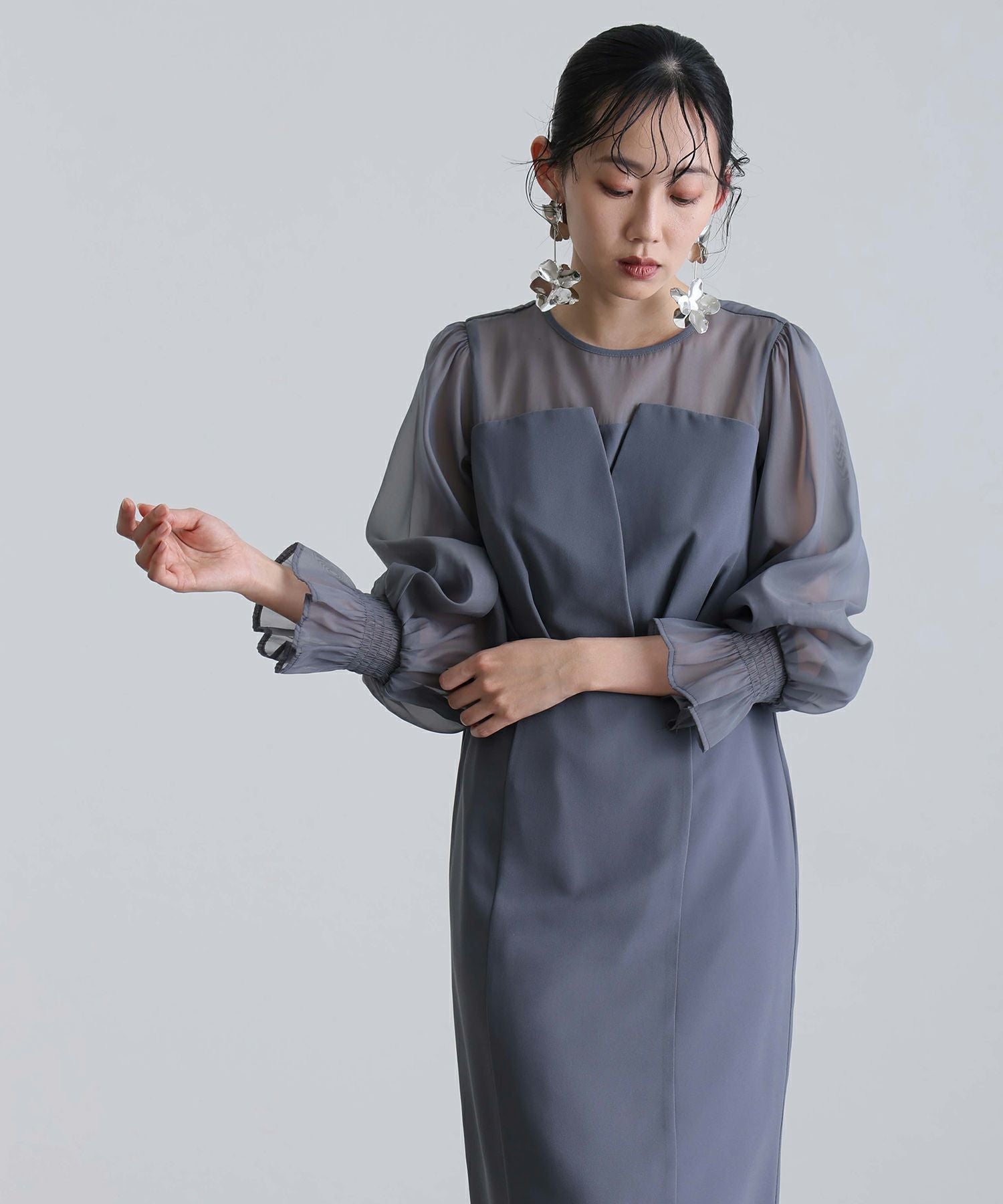 シフォンビスチェタイトワンピース｜PourVous