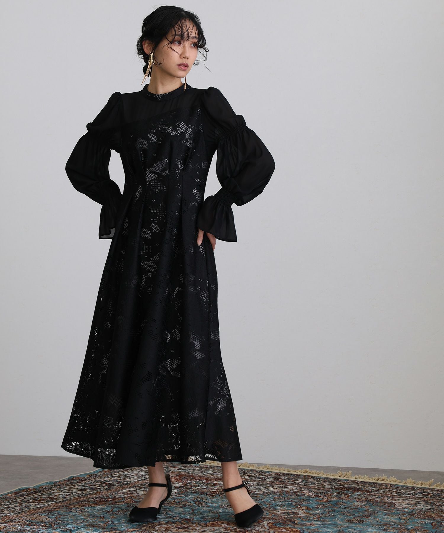 アシンメトリータックドレス|PourVous アシンメトリータックドレス|PourVous
