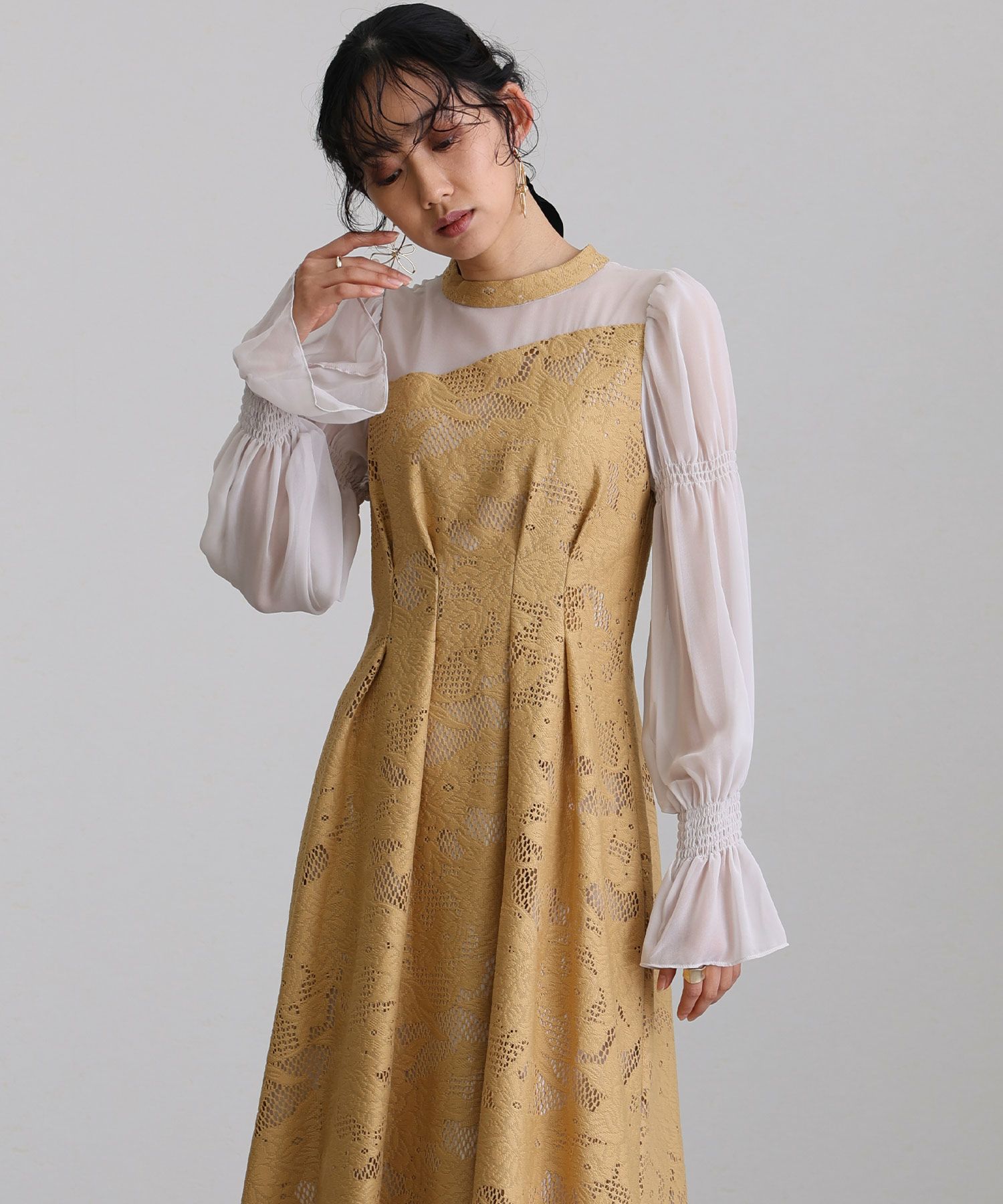 アシンメトリータックドレス｜PourVous