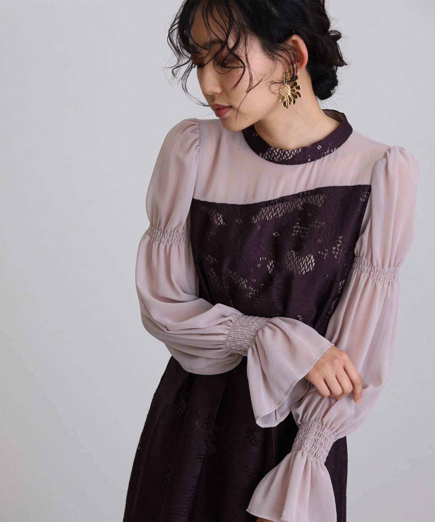 アシンメトリータックドレス｜PourVous