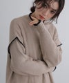 ハイネック配色ボリュームニット