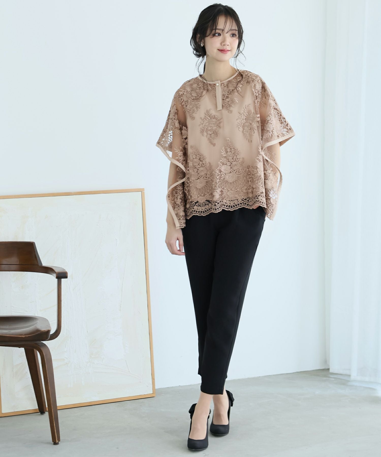 PourVous 刺繍パンツドレス 3点セット グレージュ タグ付き 刺繍パンツドレス3点セット | PourVous（プールヴー）パーティードレス