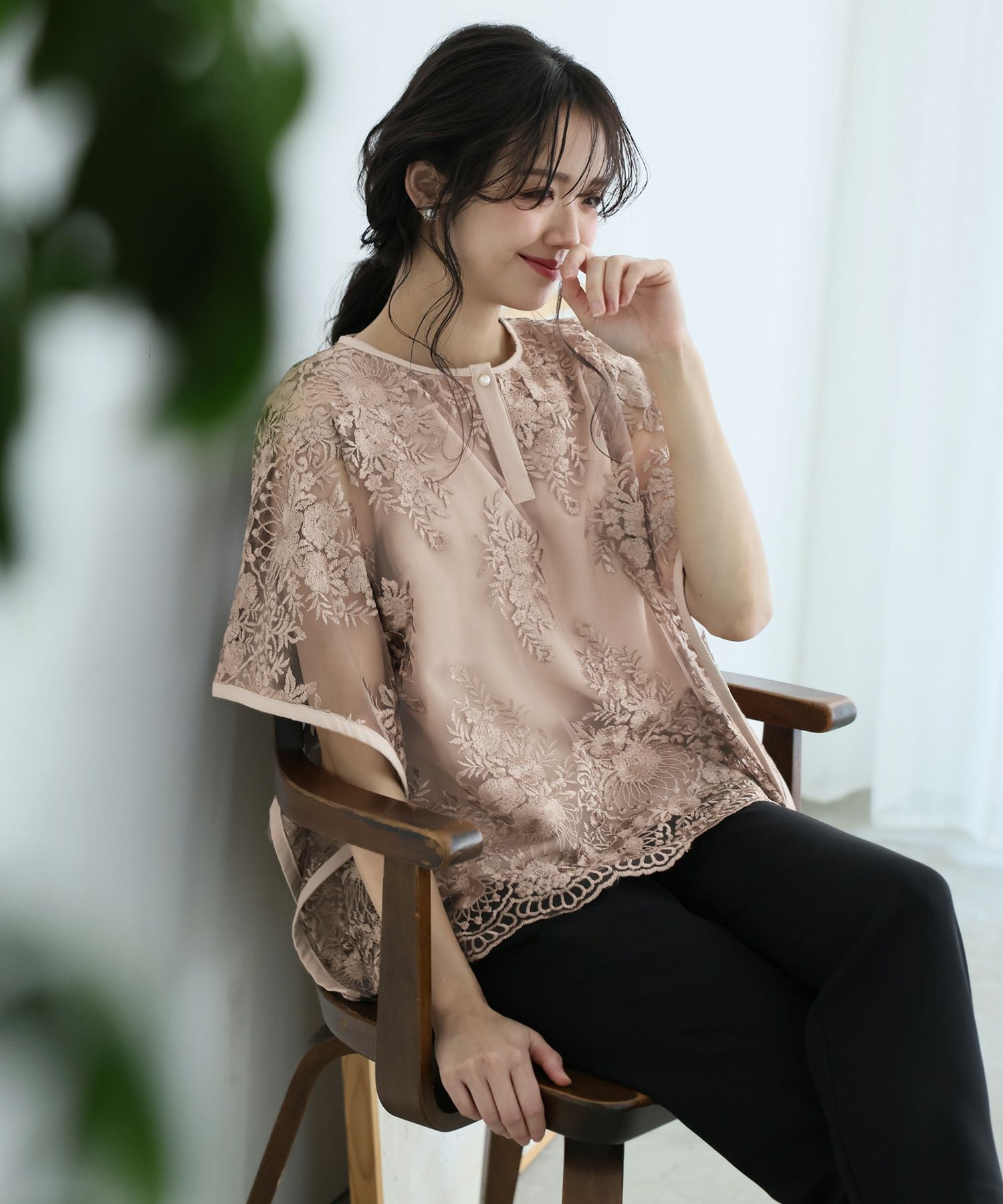 PourVous 刺繍パンツドレス 3点セット グレージュ タグ付き 刺繍パンツドレス3点セット | PourVous（プールヴー）パーティードレス