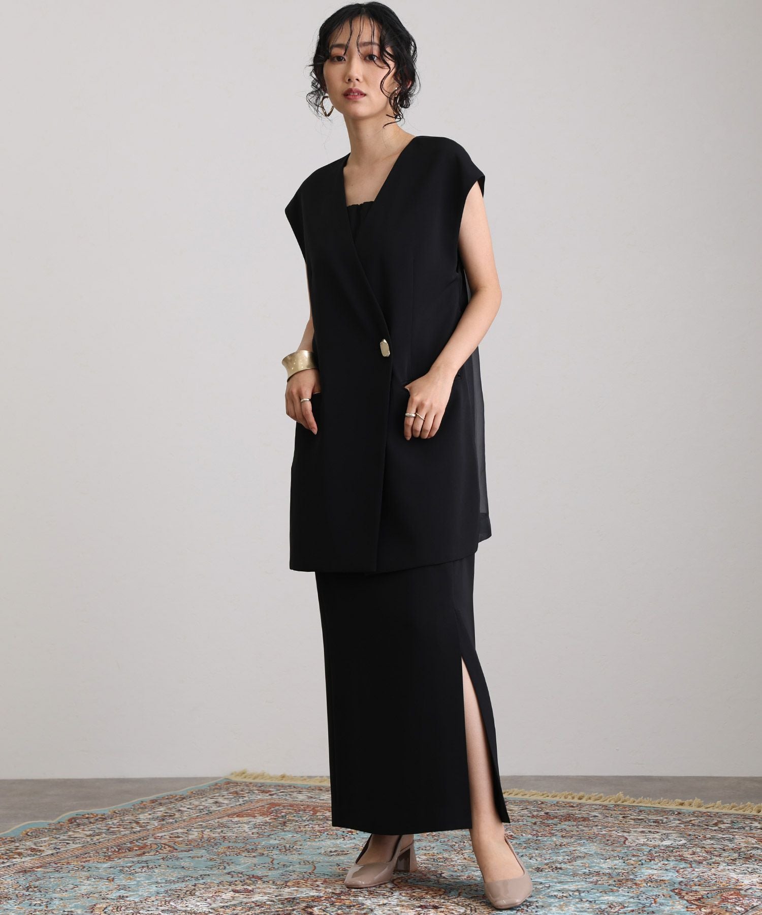 バックシアージレセットアップ　ドレス 黒 バックシアージレセットアップドレス | PourVous（プールヴー
