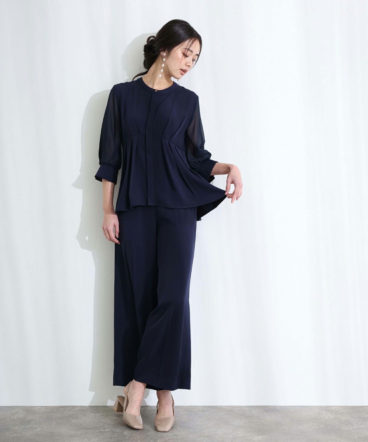 ペプラム2点セットパンツドレス