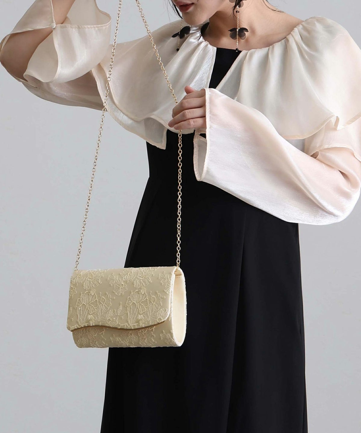 スパンコールレース刺繍 パーティーバッグ