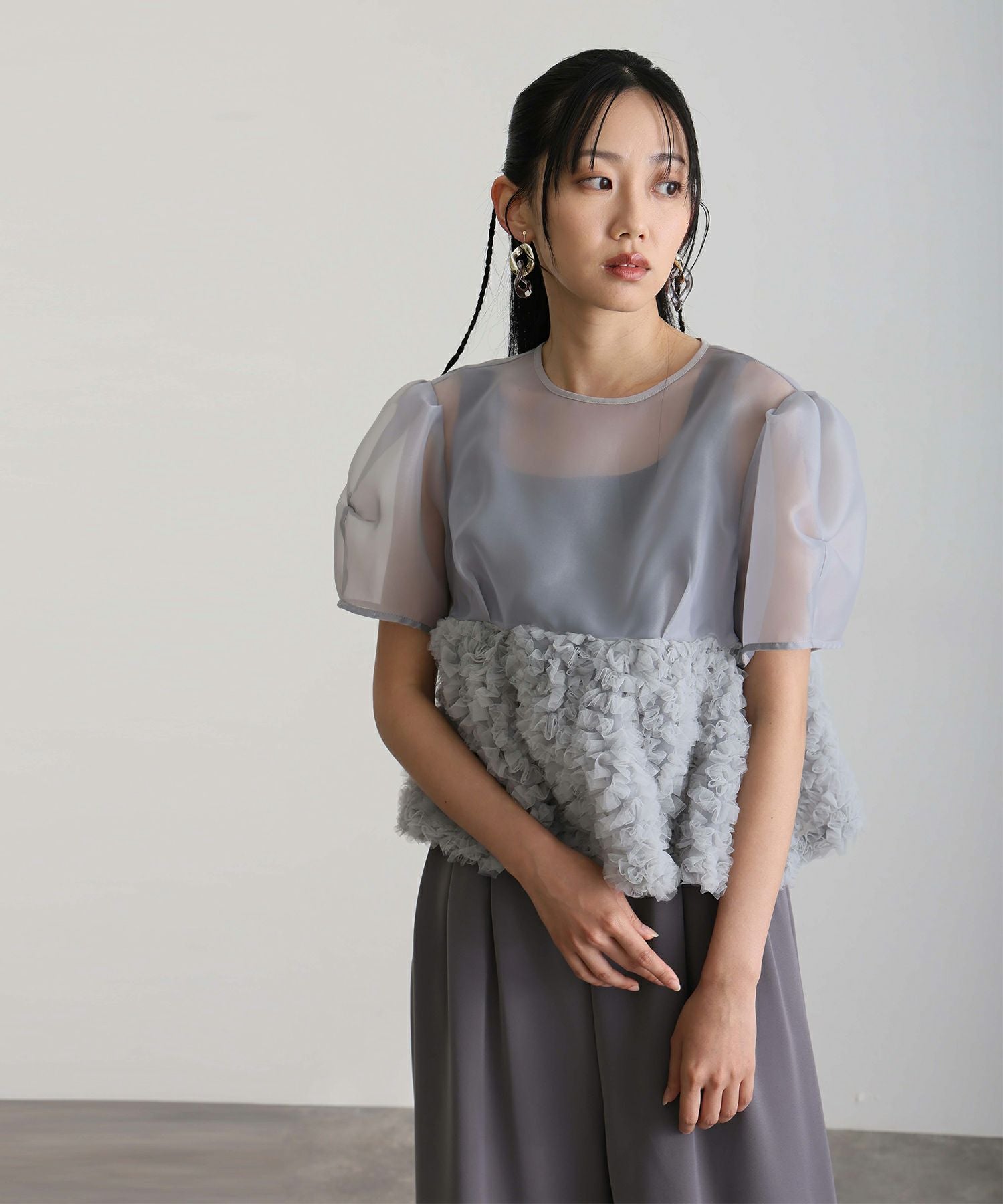 ペプラムセットアップパンツドレス 2点セット | PourVous（プールヴー