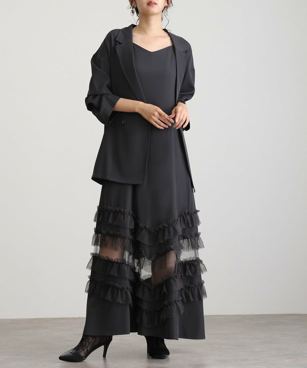 トランスペアレントヘムセットアップドレス 2点セッ