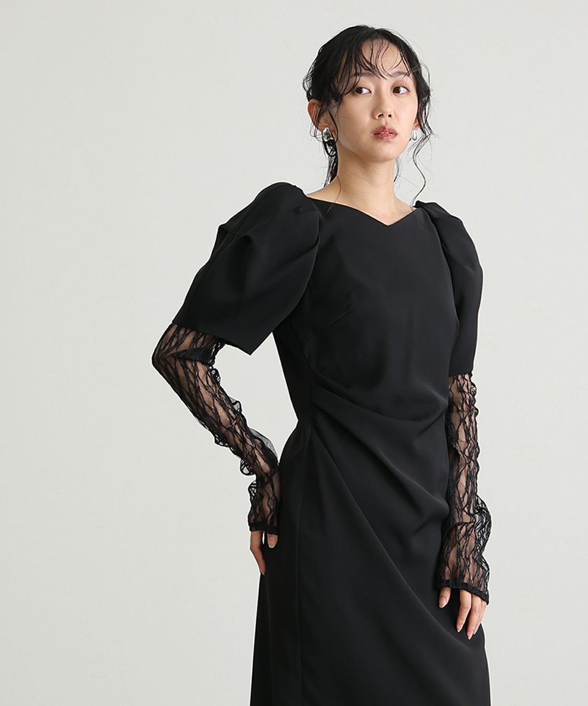バッグビジューレースアームドレス