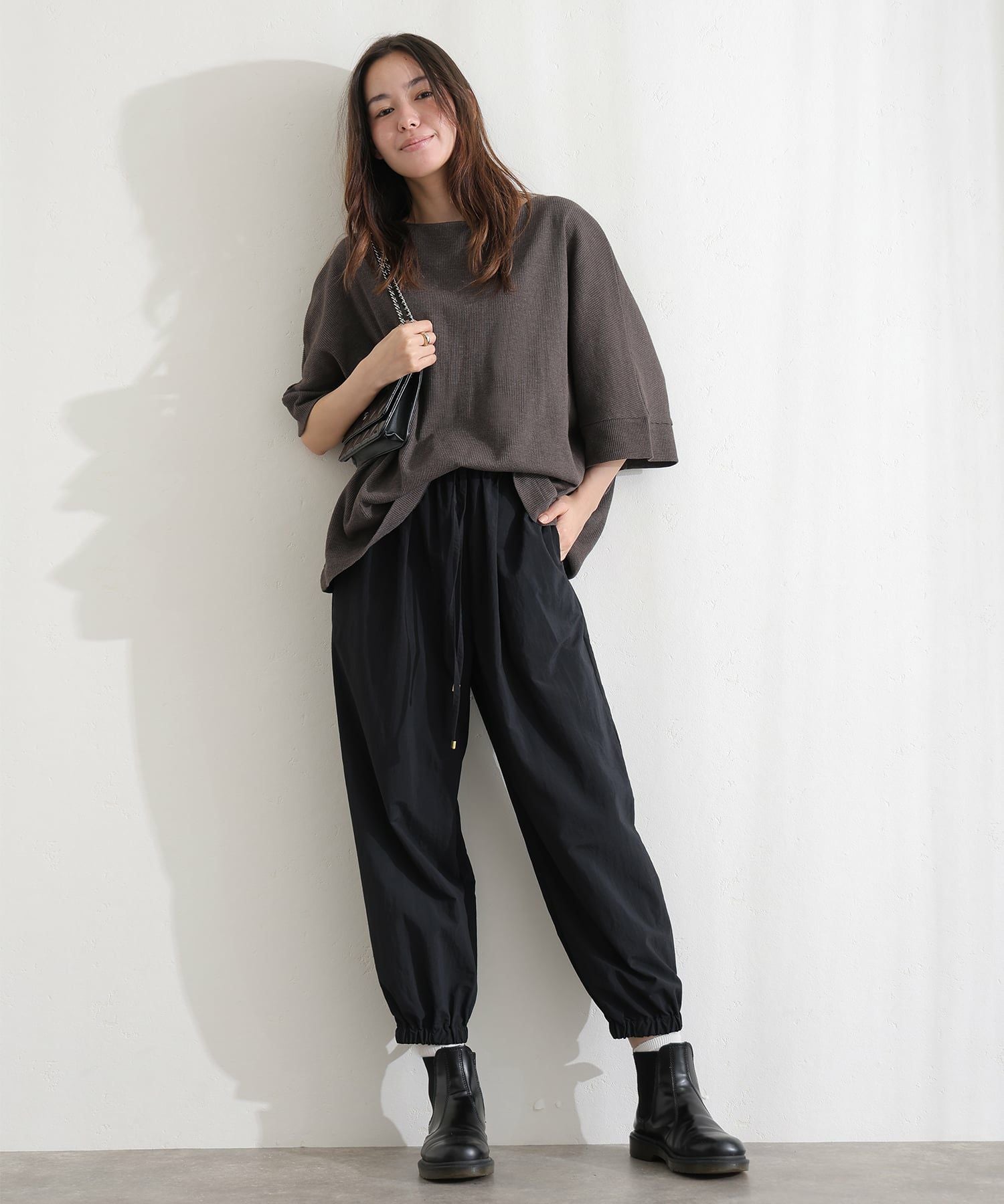 コットンワッフル7分袖ドルマンTシャツ | PourVous（プールヴー