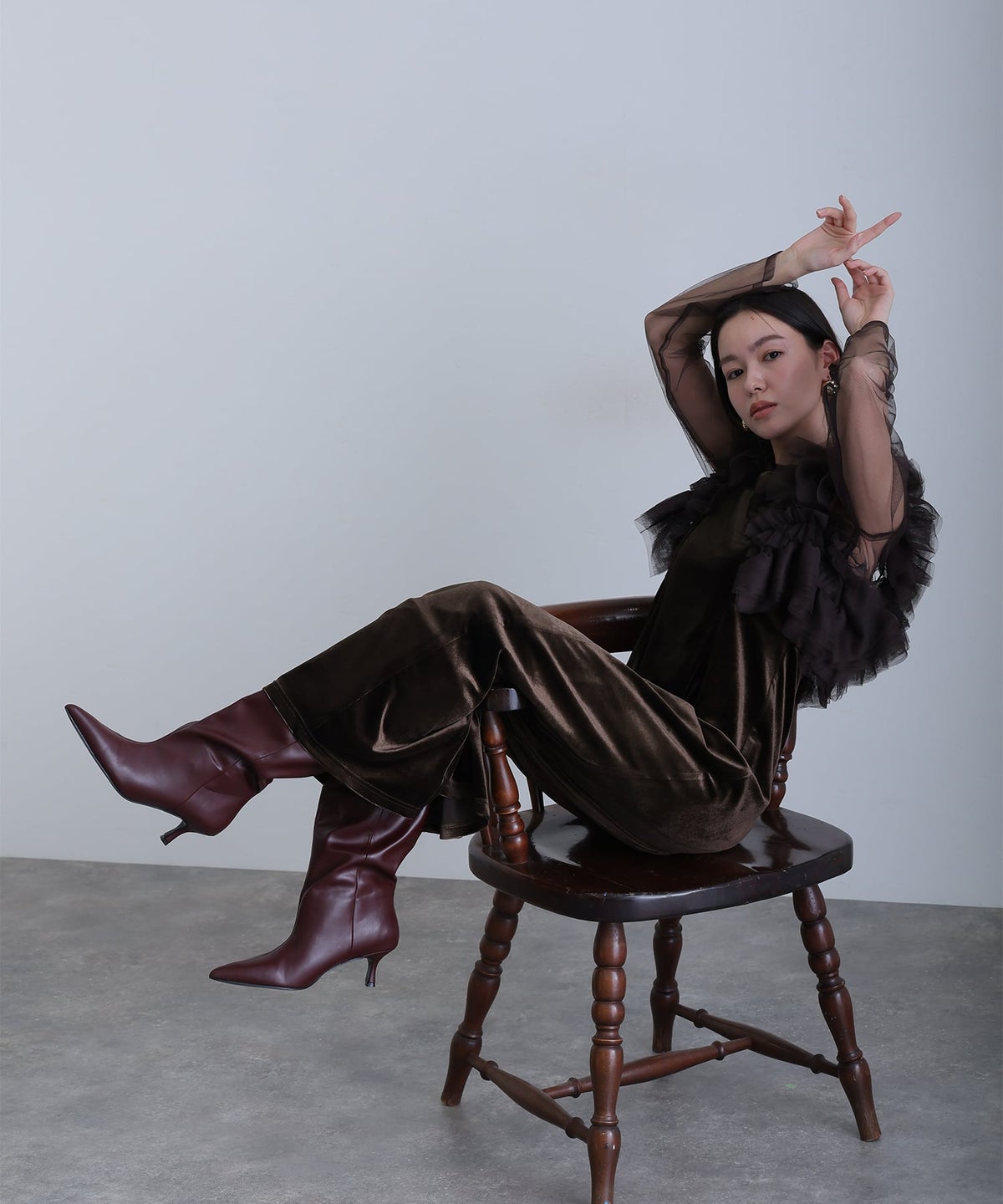 ボリュームラッフルレイヤードレス