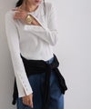 袖口ボタンリブロングTシャツ