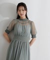 シャーリング・チュールレイヤード・ロングドレス