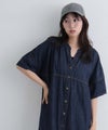 ライトオンスデニムスキッパーネックシャツワンピース