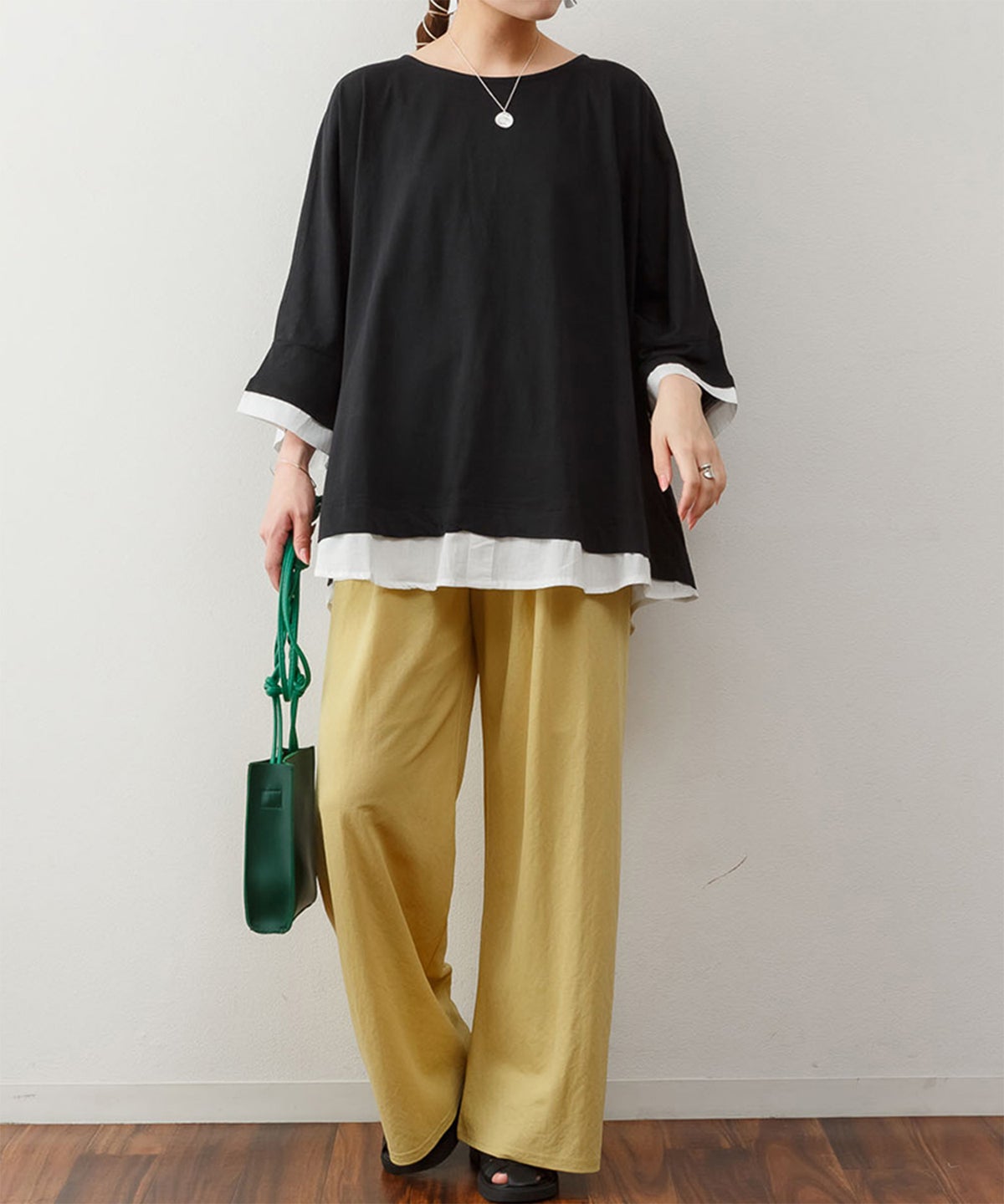 ゆるっと異素材レイヤードTシャツ
